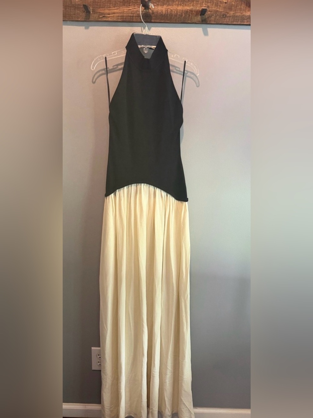 SOLID & STRIPED Black and Cream Two-Tone Maxi Dress